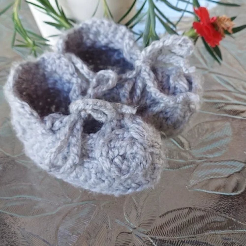 Handmade baby booties.